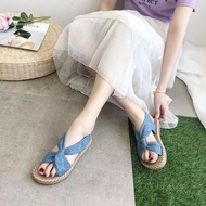 Korean Straw Vintage Hemp Rope Gladiator Sandals for Women Summer Beach Sandals