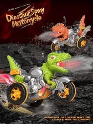 Una caja de juguetes de dinosaurios teledirigido con control remoto de 2.4g con luz y modelo de motocicleta T-Rex con acrobacias, simulación eléctrica, juego interior, diversión al aire libre, educación, juguete interactivo para niños y niñas de 6 años en adelante, regalo, batería no incluida, piezas aleatorias, certificado para niños