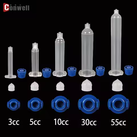 10pcs/20pcs 3cc 5cc 10cc 30cc 55cc Plastic EFD Style Dispensing Barrels Adhesive Glue Syringe Cartri