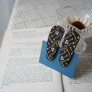 古董領帶改製髮夾-CHANEL-魔法鑰匙印花-兩入一組