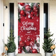 Merry Christmas Door Banner 35x72 Inch Red Christmas Front Door Cover for Xmas Winter Seasonal Holid