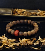 海南種植綠奇楠 + 四川錦紅料南紅瑪瑙 8mm 沉香手鍊 ( HKA2301 )