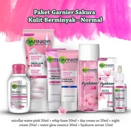 Paket Garnier Sakura White Kullit Berminyak 6pcs - ( Micellar Water Pink 50ml + Whip Foam 50ml + Day