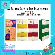 [SALE] RD503 5L RATTAN DRAWER BOX DARK COMBO / RATTAN DRAWER / 5 LAYER RATTAN DRAWER / COLORED RATTAN DRAWER