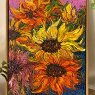 Oil Painting Sunflower 花卉油畫 向日葵 Original Artwork 油畫