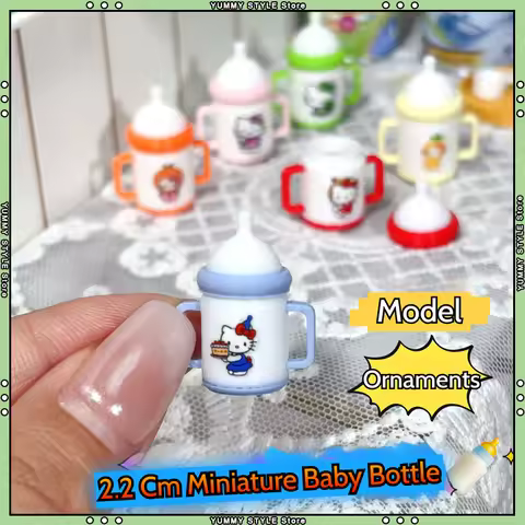 2.2cm Miniature Simulation Miniature Baby Bottle Model Hello Kitty Themed Bottle Food Play Baby Hous