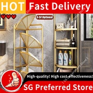 Free shippingInstallation Free Bathroom Corner Shelf Gold 3/4/5 Tier Foldable Storage Rack Multi-Fun