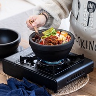 Premium Korean Stone Bowl with Platter, Clay Pot for Cooking Hot Pot Dolsot Bibimbap and Soup Cookwa