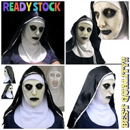 topeng hantu seram rumah hantu Horror Scary haunted house prank the Nun Latex Mask Headscarf Cosplay Halloween Costume
