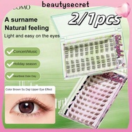 24h Shipping 2/1pcs GECOMO Black Tea Brown Color Fox Series Glue-Free False Eyelashes Simulation Cha