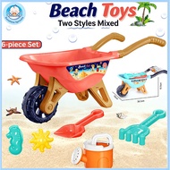 6pcs Beach Toys Set Children Sand Digging Water Shovel Tool Beach Bucket Animal Molds Outdoor Toys