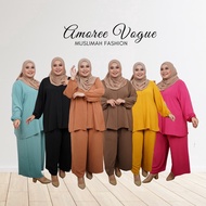 4912 Amoree 38-52 Premium Suit Plus Size Set Seluar Ironless Sujuk / Kain Pasang Muslimah Pallazo Baju