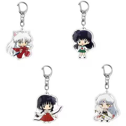 Anime Inuyasha Cartoon Keychain Higurashi Kagome Kikyou Sesshoumaru Keyrings Bag Tag Gift