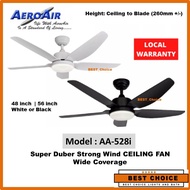 Aeroair AA-528i DC Motor Ceiling Fan LED Lights 24W(3-colours)  48" / 56"  + Remote Control *Ultra good wind Guaranteed*