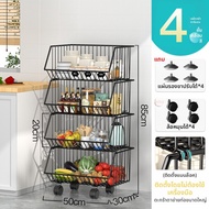 YIXUAN | ชั้นเก็บของในครัวหลายฟังก์ชันพร้อมรถเข็น