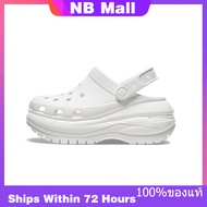 ของแท้พิเศษ Crocs Classic Mega Crush Clog White Shoes Non-Slip Thick Sole Beach Sandals 207988-100 ร