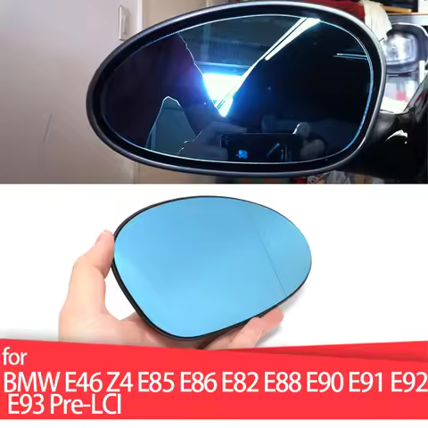 Left&Right Side Blue Heated Wing Mirror Glass Rearview Mirror for BMW 1er 3er E82 E88 E90 E91 E92 E9