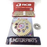 RS150 RSX150 RSX 150 RS 150 Sprocket 415 Set (Spoket Gold + RCB 415 Rantai Chain Gold) 1 Set