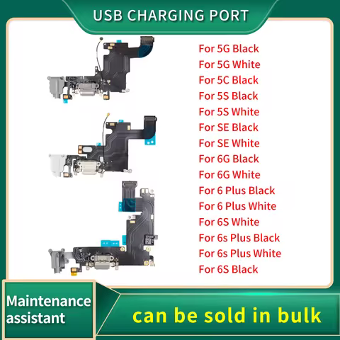 USB Charging Port For iPhone 6G 6 6S Plus 5G 5C 5S SE Connector Headphone Audio Jack+ Microphone Fle