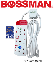 BOSSMAN (SIRIM) TRAILING SOCKET ELECTRICAL EXTENSION WIRE PLUG PALAM PENCUCUH SOKET WAYAR SAMBUNGKAN