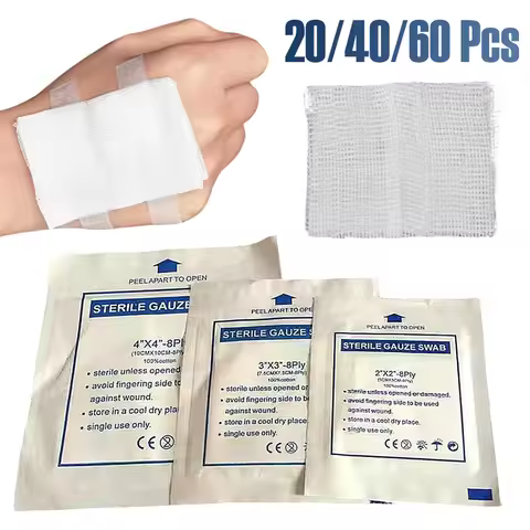 Medical Disposable Gauze Pads First Aid Gauze CompressIndividually Wrapped Gauze Sterile 3 Sizes Wou