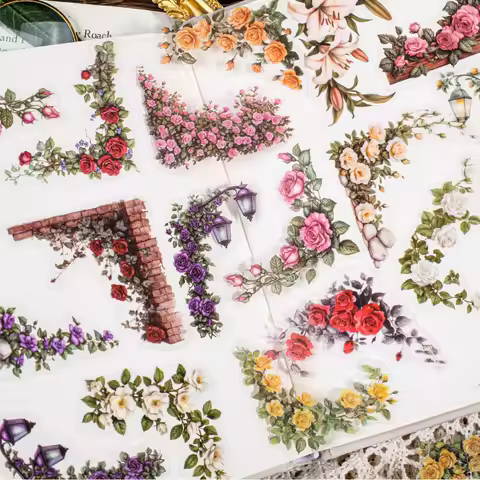 30 Pcs Flowers Corner Stickers PET sticker package DIY diary decoration sticker album scrapbooking J