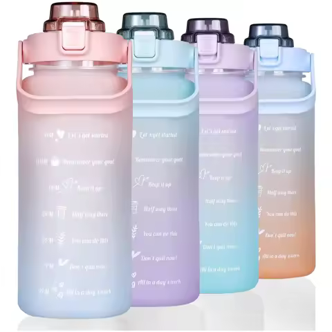 2 Liters Plastic Kettle Large Portable Travel Water Bottle with Straw Sports Fitness Cup High Value 