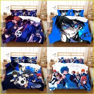 BLUE LOCK 3IN1 Bedding Set Bed Sheet Quilt Cover Pillowcase Home Bedroom Washable Dormitory Suit