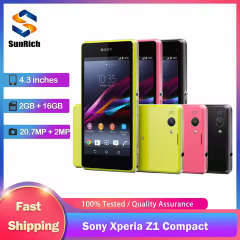 Original Sony Xperia Z1 Compact D5503 Unlocked 3G/4G Android Quad-Core 2GB RAM 4.3" 20.7MP WIFI GPS 