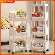 Salvo Multilayer Storage Trolley Rack Movable Bookshelves With Wheels Toy Storage Rack Kitchen Rack