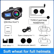 Q58-Max หมวกกันน็อคมอเตอร์ไซค์ชุดหูฟังบลูทูธจอแสดงผล LCD พร้อมไฟฉาย2ผู้ขับขี่500M อินเตอร์โฟน