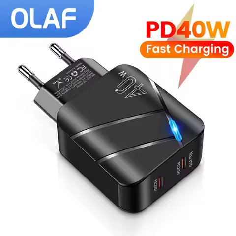 PD 40W USB C Charger 2 Ports Type C Charger Adapter For iPhone 14 13 12 Xiaomi Samsung Huawei QC 3.0