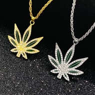New Style Maple Leaf Necklace with Diamond Style Maple Leaf Necklace Cold Style Alloy Niche Pendant