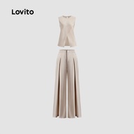 Casual Pants Sets Plain Split Asymmetrical Button Pants Sets for Women LNE65291