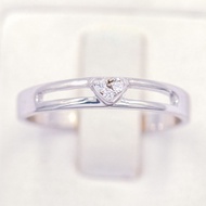 Lucky Gems แหวนเงินแท้ 925 เพชร CZ ชุบโรเดียม แหวนหัวใจ ก้านคู่  LKM596