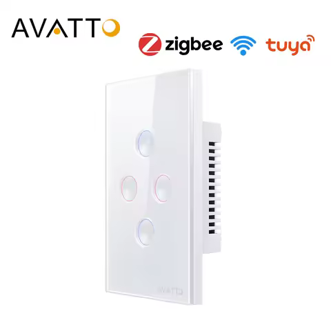 AVATTO Tuya WiFi Zigbee Wall Switch with 2.5D Touch Panel, Smart Home Light Switch US 1/2/3 /4 gang