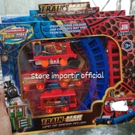Mainan Kereta Api 4 GERBONG + 8 REL Karakter Spiderman 877 75 | Mainan Train Man Gandeng Murah Terba