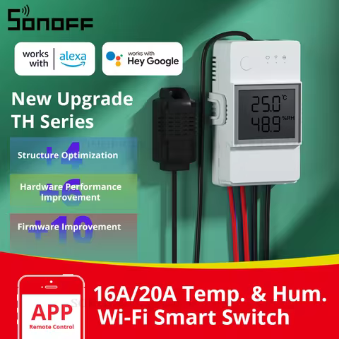SONOFF TH Elite 16A 20A Wifi Switch Smart Temperature and Humidity Monitoring with LCD Display Auto 