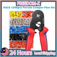 HSC8 6-4A/6-6A 1200pcs Ferrule Crimper Plier Kit 0.25-10mm2 AWG23-7 Tubular Terminal Crimping Tool W