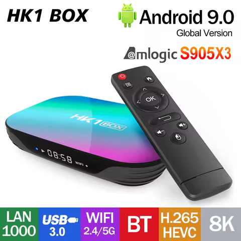 HK1 BOX S905X3 TV Box Amlogic S905X3 Android9.0 4GB DDR3 64G/128G 8K USB3.0 1000M LAN Dual WiFi BT