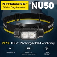 NITECORE NU50 USB-C Rechargeable Headlamp Running Cycling Work Fishing Trekking Headlight 1400 Lumens, Built in 21700 Battery