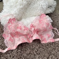 Only bra (milk pink decorated with basic lace pattern) (with lining)