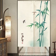 Modern Chinese style flowers and birds kitchen divider 120CM big door curtain with rod 95 80 75 landscape bedroom 180 200CM long partition Living room divider half curtain doorway Japanese style short animal door curtain