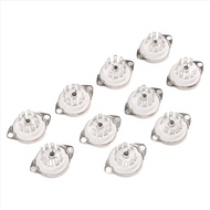 10PCS Ceramic B9A Silver-Plated 9Pin Vacuum Tube Socket Panel Chassis Mount for ECC81 ECC82 ECC83 EL