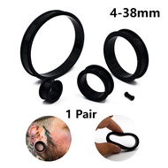 1 Pair Flexible Silicone Flesh Ear Plug Black Ear Gauges Tunnel 4-38mm