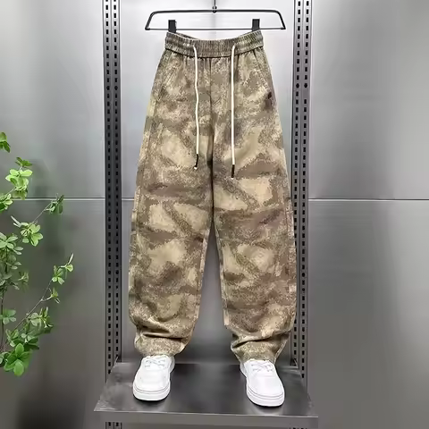 Autumn Winter Camouflage Cargo Pants Men's Loose Straight Casual Fashionable Matching Long Baggy Pan