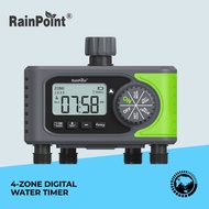 RainPoint Garden Hose Timer [4-Zone Digital, 0.5-8bar, 22L/min Flow, Auto Irrigation, Rain Delay]