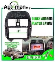 Casing Android Nissan Almera 2011 - 2014 Dashboard Audio Android Player Radio FM Casing Frame Free Socket