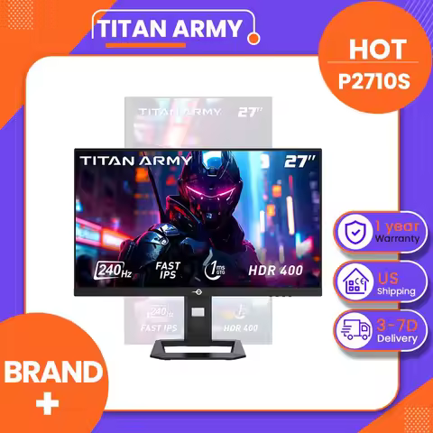 TITAN ARMY P2710S 27" QHD Gaming Monitor, Fast IPS Panel, 240Hz Refresh Rate, 1ms GTG, Adaptive Sync