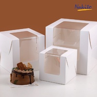 【50】Ready Stock Nakito Plain White 6,7,8,9,10 inch  L-Shape Window Cake Box
